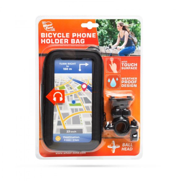 Kerékpáros telefontartó táska - érintőfelülettel - 6,3"-ig