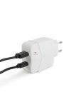 Hálózati Adapter USB + Type-C PD18W gyorstöltéssel - fehér