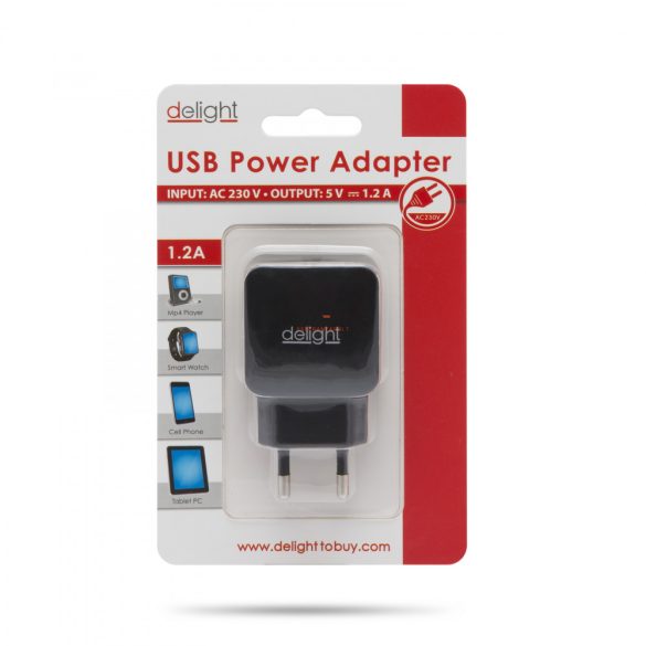 USB Hálózati adapter 1xUSB fekete