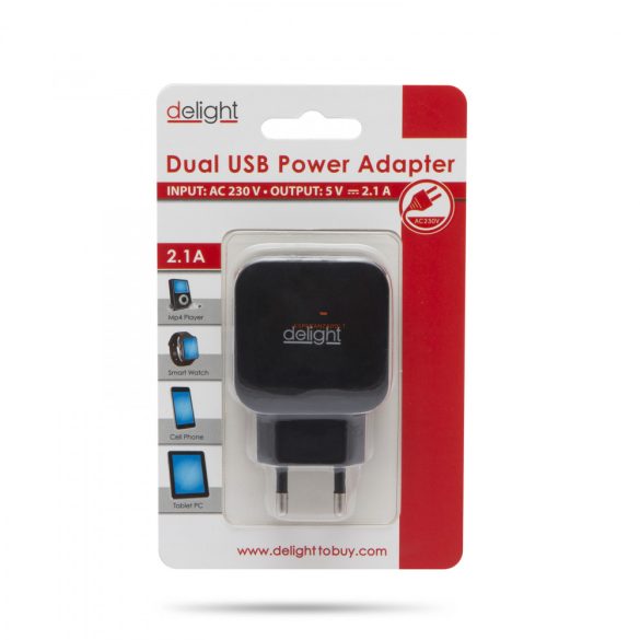 USB Hálózati adapter 2xUSB fekete