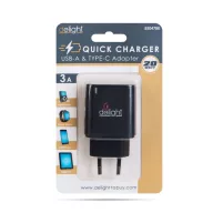   Hálózati Adapter USB + Type-C PD20W gyorstöltéssel - fekete