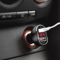   Autós szivargyújtó adapter - 2 x USB, feszültségmérővel és árammérővel - fekete