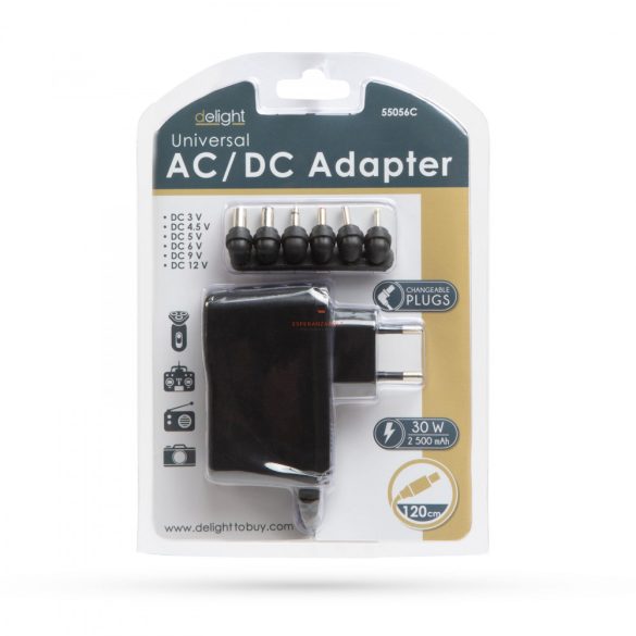 Univerzális adapter  3 - 12V • 2.5A • 30W 6 DC dugó