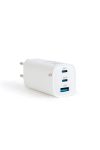 Hálózati Adapter USB + Type-C PD45W gyorstöltéssel - fehér