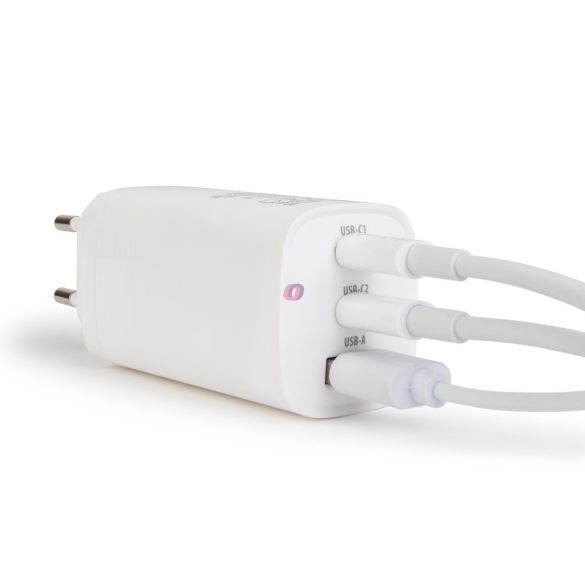 Hálózati Adapter USB + Type-C PD45W gyorstöltéssel - fehér