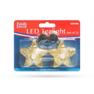   LED-es teamécses CSILLAG alakú arany színű 2 db / bliszter