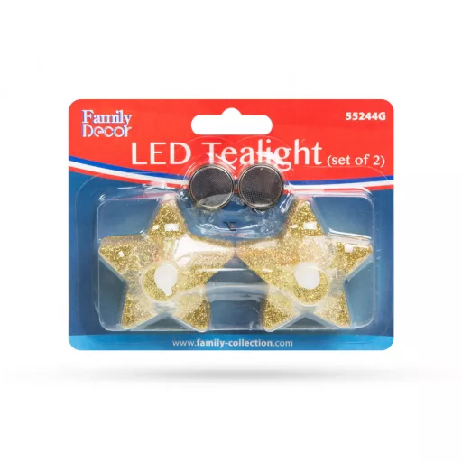 LED-es teamécses CSILLAG alakú arany színű 2 db / bliszter