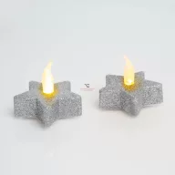   LED-es teamécses  CSILLAG alakú ezüst színű 2 db / bliszter