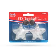  LED-es teamécses  CSILLAG alakú ezüst színű 2 db / bliszter