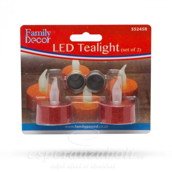 LED-es teamécses AJÁNDÉK ELEMMEL piros 2db