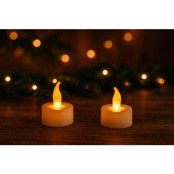 2 db LED-es teamécses Ajándék elemekkel, fehér 2db-os szett