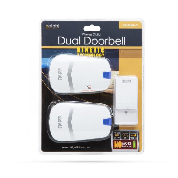 Digitális elem- és vezeték nélküli csengő - Kinetic dupla vevőegységgel - 55342WH-2