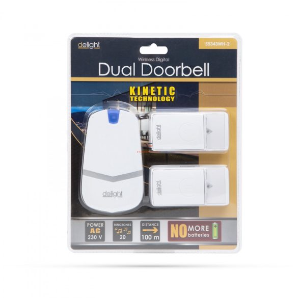 Digitális elem- és vezeték nélküli csengő - Kinetic dupla kültéri egységgel - 55343WH-2