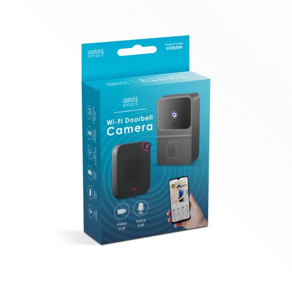 Smart video kaputelefon, fekete, HD, Wi-Fi ,IOS, Android