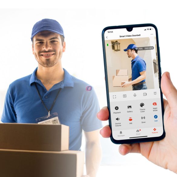Smart video kaputelefon, fekete, FullHD, PIR, Micro SD, Wi-Fi , IOS, Android
