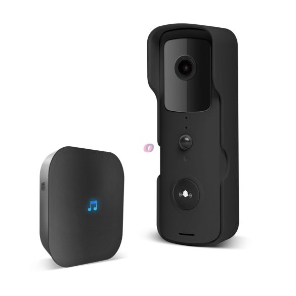 Smart video kaputelefon, fekete, FullHD, PIR, Micro SD, Wi-Fi , IOS, Android