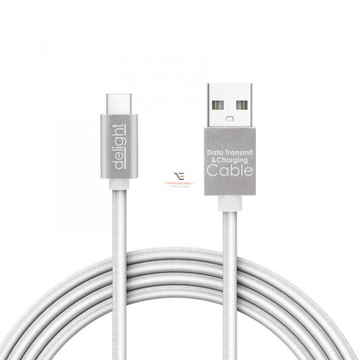 Adatkábel - USB Type-C LED fénnyel fehér max 2A