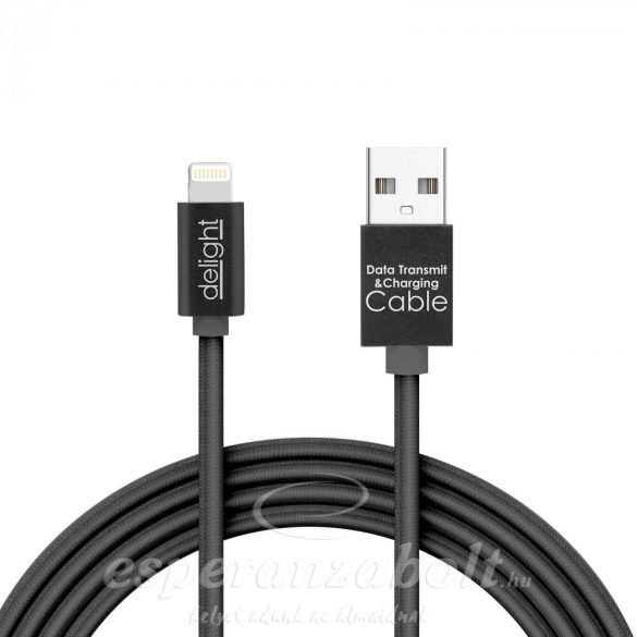 Delight Iphone kábel töltő és adatkábel lightning világító fekete