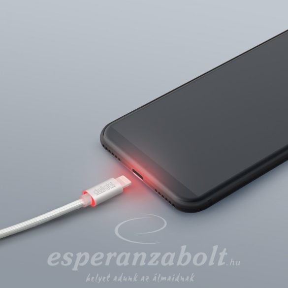 Delight Iphone kábel töltő és adatkábel lightning világító fehér