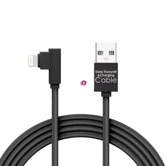   Iphone Töltő és adatkábel - "Lightning" Gamer 90°-os kialakítás fekete - 2 m - 2 A
