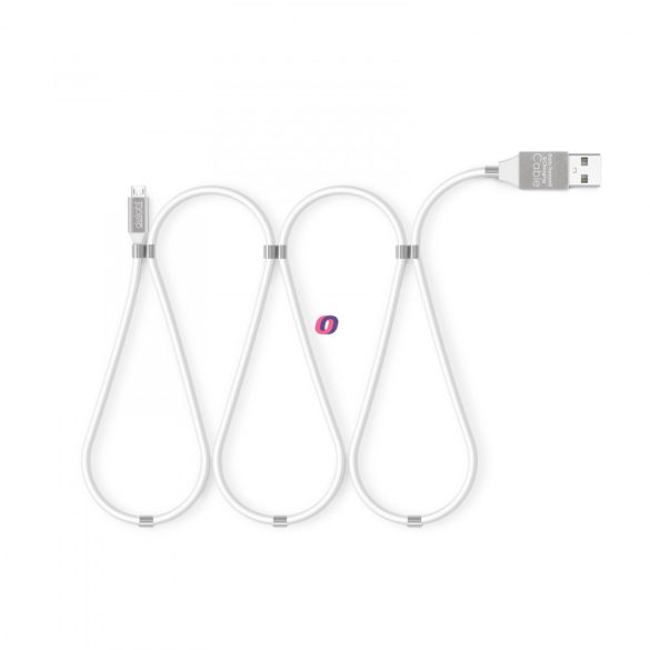 Mágneses adatkábel - MicroUSB - 2A - fehér