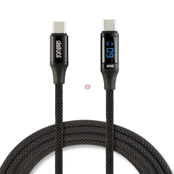 Adatkábel - Type-C / Type-C - mágneses - fekete - 1m - 3A - 60W gyorstöltéssel