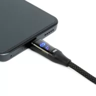   Adatkábel - Type-C / Type-C - mágneses - fekete - 1m - 3A - 60W gyorstöltéssel