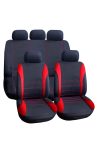 Univerzális autós üléshuzat szett sport piros - fekete - 9 db-os