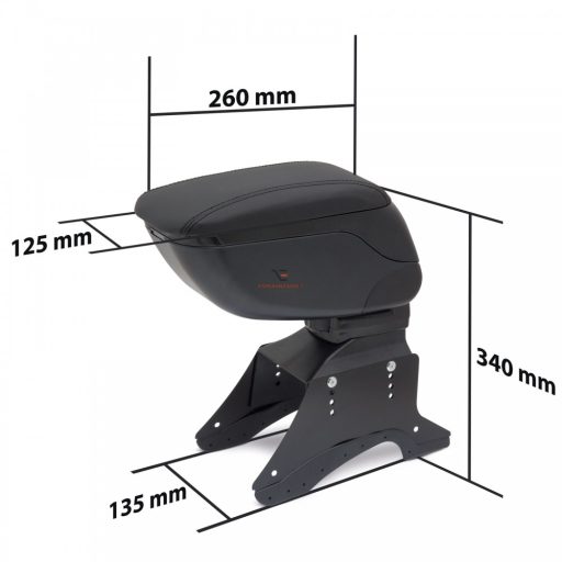 Univerzális autós könyöklő tárolórekesszel - fekete szövet