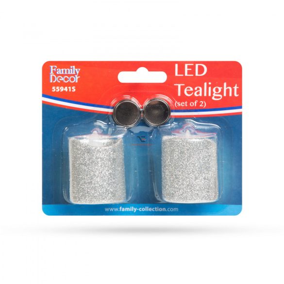 LED gyertya ezüst színben 2 db / bliszter