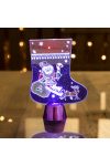 Karácsonyi asztali LED dekor - fényes talppal - csizma - lila - 15 cm