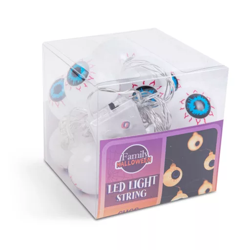 Halloween fényfüzér szemgolyó elemes 12 LED 1,65 m 2xAA