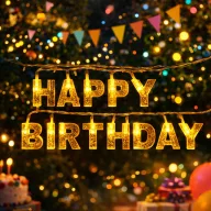   Születésnapi LED-es fényfüzér - "Happy Birthday" - 13 LED - 2 x AA - 2 m - 56529B