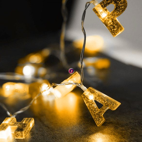 Születésnapi LED-es fényfüzér - "Happy Birthday" - 13 LED - 2 x AA - 2 m - 56529C