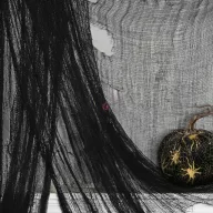   XL Halloween-i fekete géz függöny 75 x 180 cm Halloweeni dekoráció