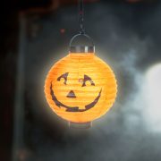 Halloween tökfej LED-es lampion 20 cm, elemes