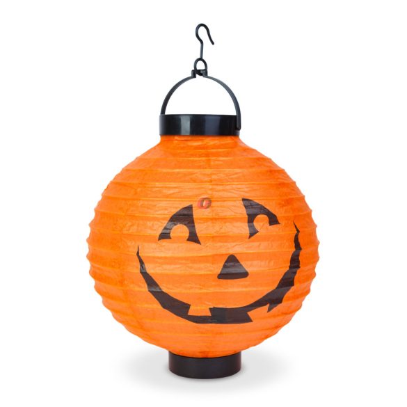 Halloween tökfej LED-es lampion 20 cm, elemes