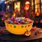 Őszi, halloweeni Tál, narancssárga - műanyag - 30 x 12 cm