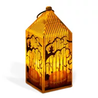 Halloween- lámpás, tök mintás, narancs LED, 9,5 cm