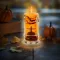 Halloween-i LED gyertya dekoráció, sírkő, narancs LED,  10 cm