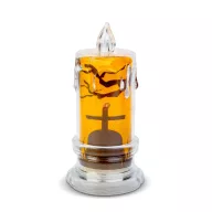   Halloween-i LED gyertya dekoráció, sírkő, narancs LED,  10 cm