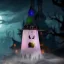 Halloweeni dekor szellem rózsaszín,  LED világítással 75 cm, 10 led