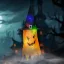Halloweeni dekor szellem narancssárga,  LED világítással 75 cm, 10 led