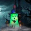 Halloweeni dekor szellem zöld,  LED világítással 75 cm, 10 led