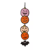   Halloween ajtódekoráció - tök - akasztható - fa - 62 x 13 cm