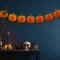 Halloween-i dekoráció - tök lampion girland - papír - 2 m