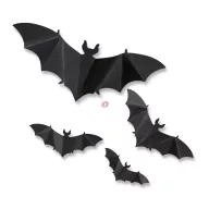   Halloween-i faldekoráció - denevér szett - öntapadós - fekete - 30 db / csomag