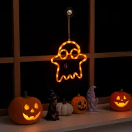   Halloween világító ablakdekor szellem - tapadókorongos - 12 LED - 20 x 18,5 cm - 3 x AAA