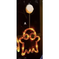   Halloween világító ablakdekor szellem - tapadókorongos - 12 LED - 20 x 18,5 cm - 3 x AAA