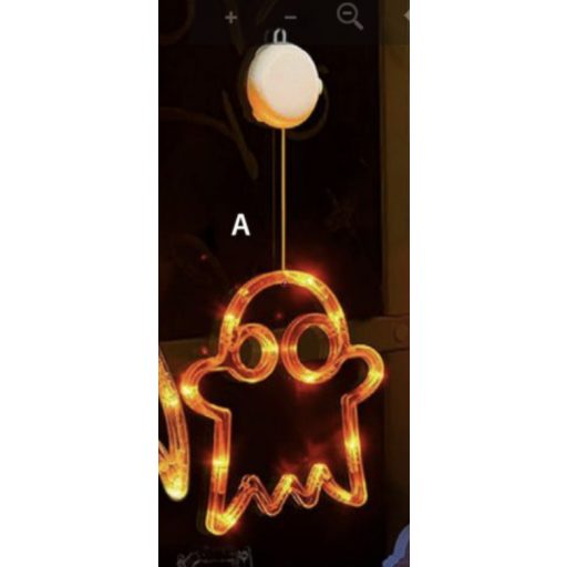 Halloween világító ablakdekor szellem - tapadókorongos - 12 LED - 20 x 18,5 cm - 3 x AAA